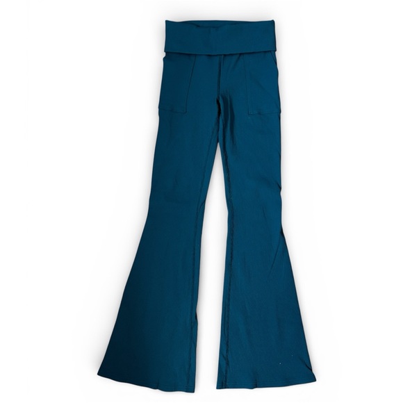 Offline by Aerie Ribbed Flare Leggings Teal Green Size L Long High Rise Yoga - Picture 3 of 15